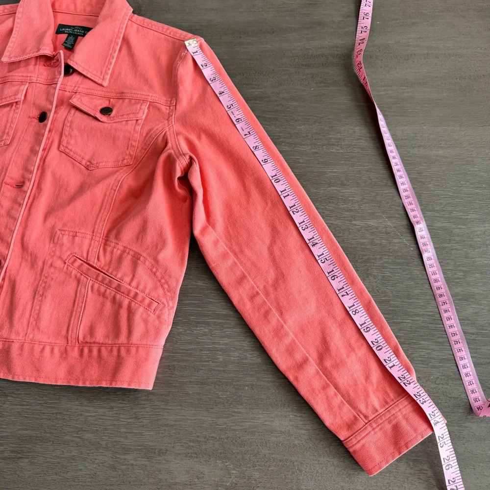 Ralph Lauren Coral Denim Jacket L Salmon Pink Color - Picture 13 of 14
